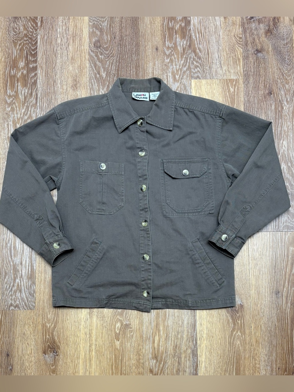 Lemon Grass Taupe Button-Up Shirt Jacket